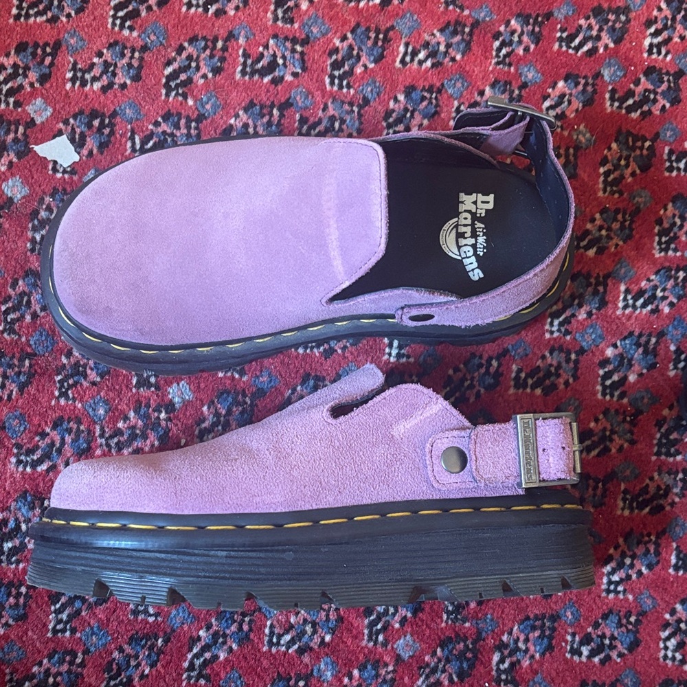 Dr. Martens Purple Zebzag Mules Slip Ons Platforms
